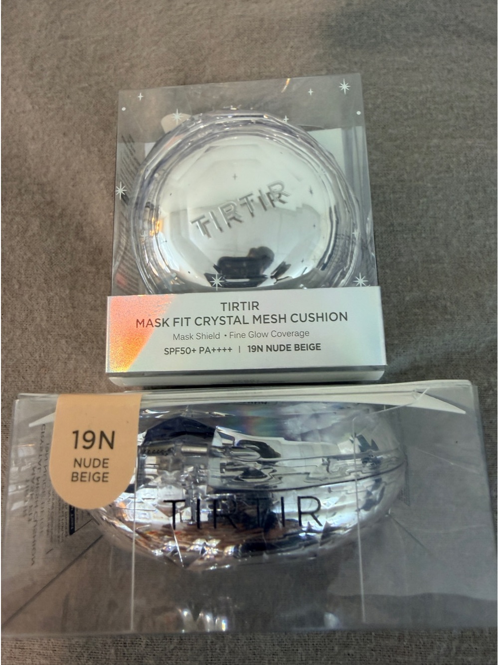 TIRTIR Mask Fit Crystal Mesh Cushion in shade 19N Nude Beige mini purse size